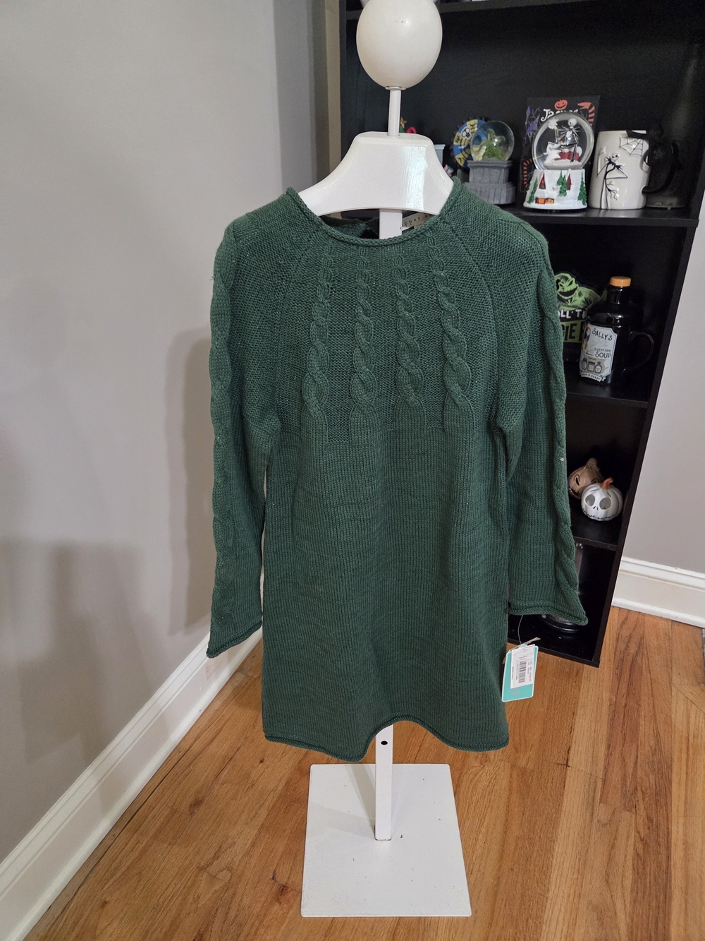 Copper Key Forest Green Cable-Knit Crew Neck Dress